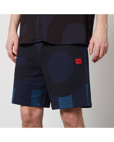 HUGO Dizard Logo-print Cotton-jersey Shorts - Blue