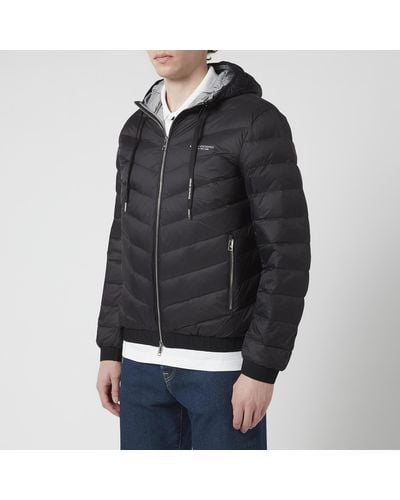 Armani Exchange Nylon Down Hooded Padded Jacket - Black