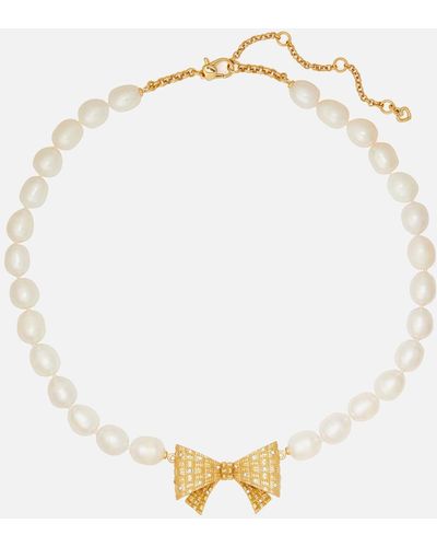 Kate Spade Bow Freshwater Pearl Necklace - Mettallic