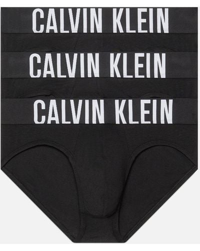 Calvin Klein Intense Power Stretch Cotton-blend 3-pack Hip Briefs - Black