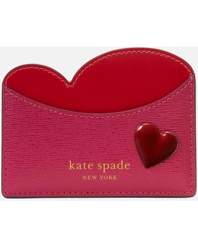Kate Spade Heart Coated Leather Cardholder - Red