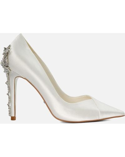 Dune Auras Satin Heeled Court Heels - White