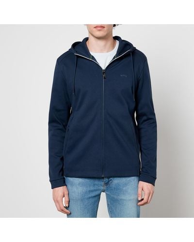 BOSS Saggy Curved Zipped Hoodie - Blue