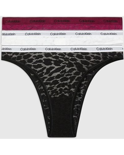 Calvin Klein Modern Semi-sheer Leopard Stretch-lace 3-pack Briefs - Black