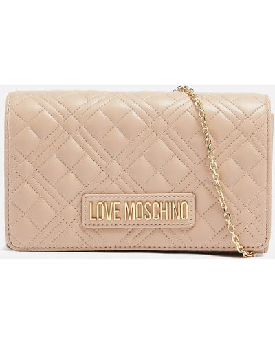 Love Moschino Quilted Chain Cross Body Bag - Natural