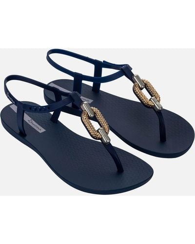 Ipanema Sparkle Gold-tone Chain Rubber Sandals - Blue