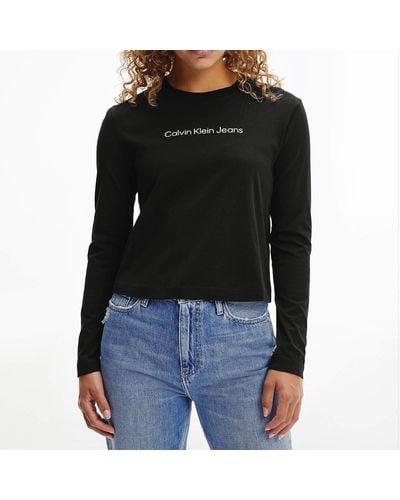 Calvin Klein Shrunken Institutional Ls T-shirt - Black