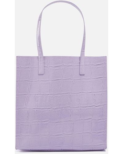 Ted Baker Croccon Croc-Embossed Faux Leather Large Icon Bag - Lila