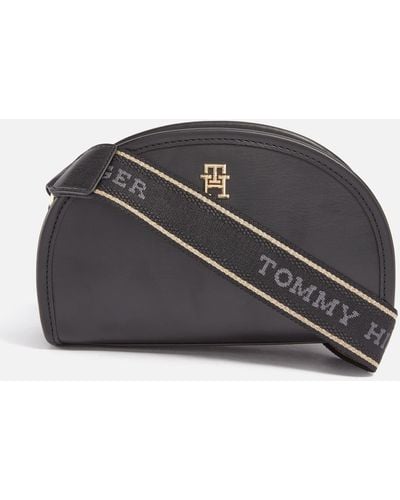 Tommy Hilfiger Monotype Half Moon Faux Leather Camera Bag - Black
