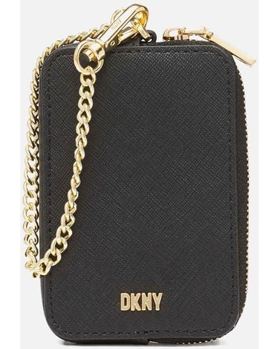 DKNY Sidney Za Gold-tone Leather Pouch - Black
