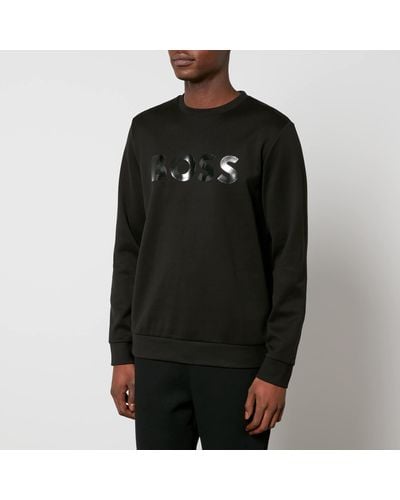 BOSS Salbo Mirror Textured Cotton-jersey Sweatshirt - Black