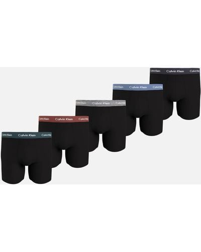 Calvin Klein Five-pack Stretch-cotton Jersey Boxer Briefs - Black