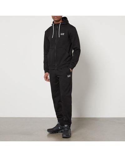 EA7 Visibility Full Zip Cotton-blend Tracksuit Set - Black