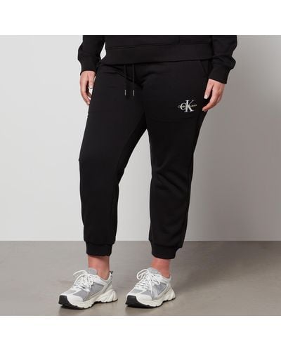 Calvin Klein Plus Cotton-blend Jersey Jogging Bottoms - Black