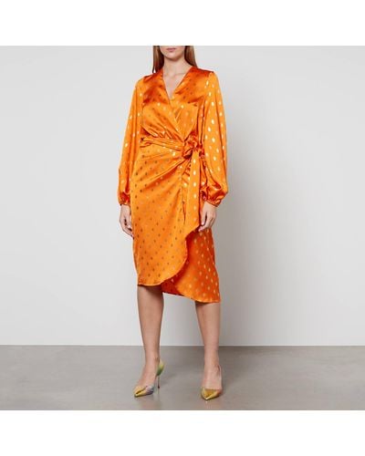 Never Fully Dressed Patterned Midi Vienna Dress - Orange
