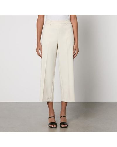 MAX&Co. Omaggio Cropped Crepe Straight-leg Trousers - Natural