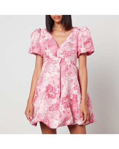 Sister Jane Roses Floral-brocade Mini Dress - Pink