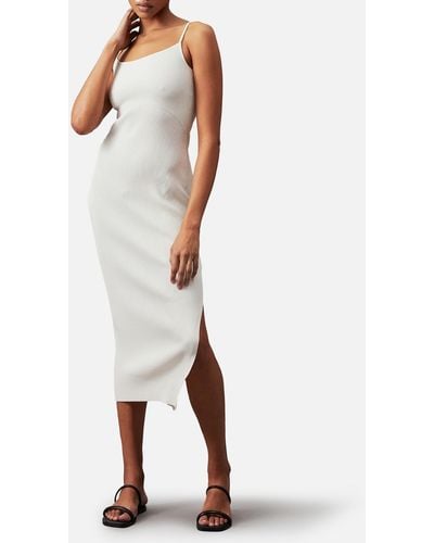 Calvin Klein Sculpted Jersey Jumper Dress - White