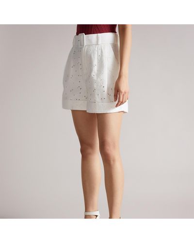 Ted Baker Suzet Embroidered Cotton-Blend Shorts - Weiß