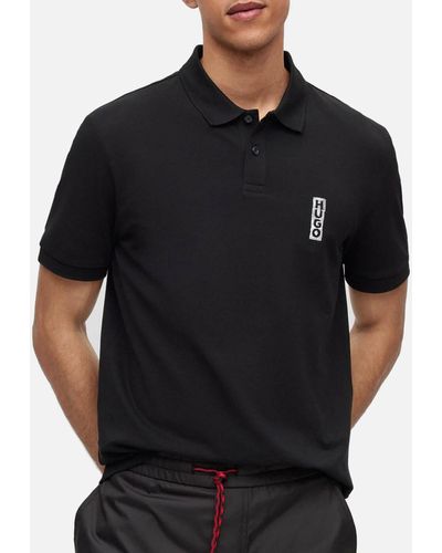 HUGO Darakorum Cotton Polo Shirt - Black