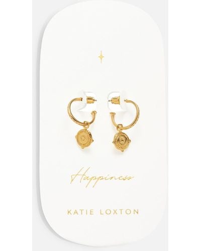 Katie Loxton Happiness Coin 18-karat Gold-plated Hoop Earrings - Metallic
