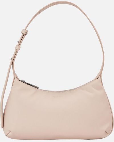 Calvin Klein Soft Faux Leather Shoulder Bag - Natural