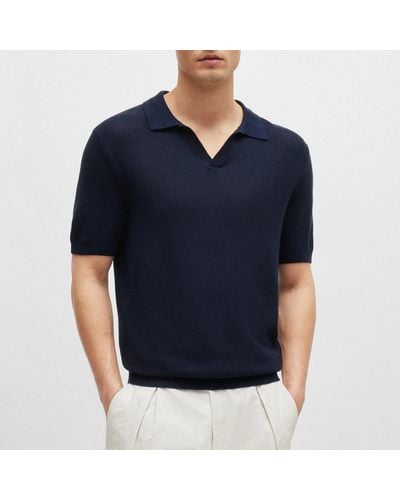 BOSS Tempio Cotton-blend Polo Shirt - Blue