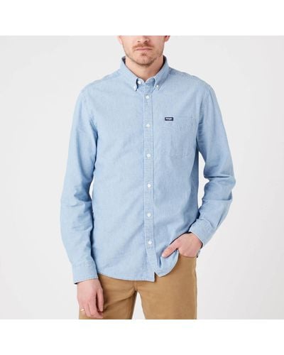 Wrangler Cotton Button Down Shirt - Blau
