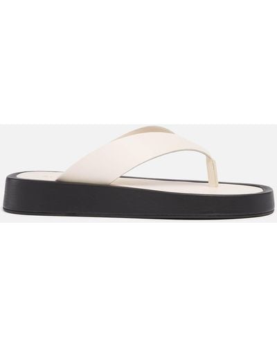 Alohas Overcast Leather Toe Post Sandals - White