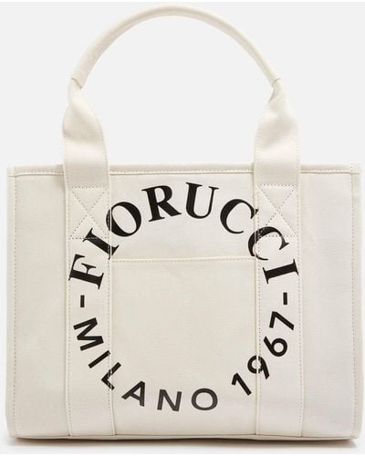 Fiorucci Milano Stamp Cotton-canvas Tote Bag - Natural