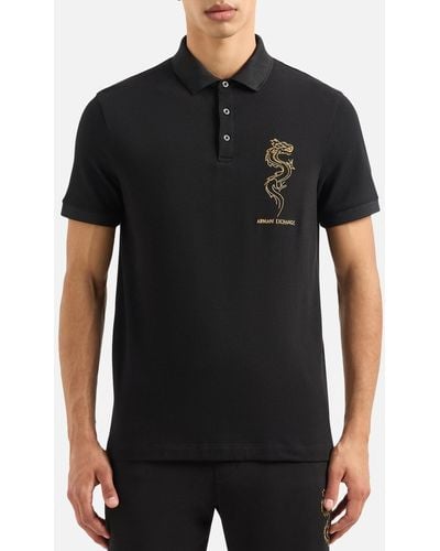 Armani Exchange Cny Cotton Polo Shirt - Black