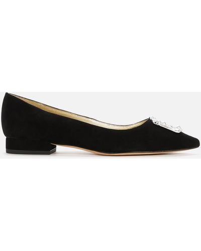 Kate Spade Buckle Up Suede Pointed Flats - Black