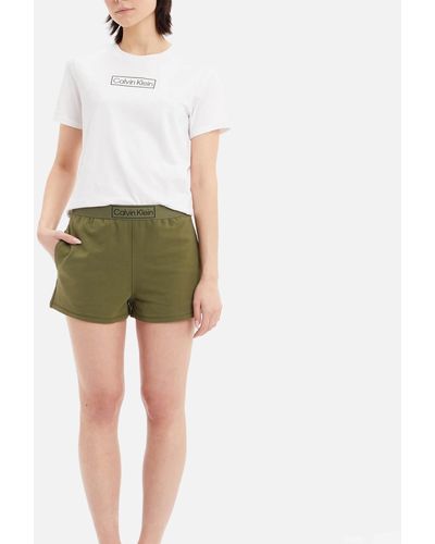 Calvin Klein Short And T-shirt Cotton-blend Jersey Set - Green