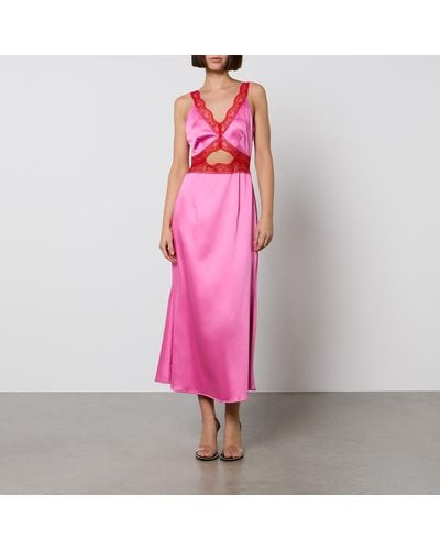 Never Fully Dressed Eliza Satin Midi Dress - Pink