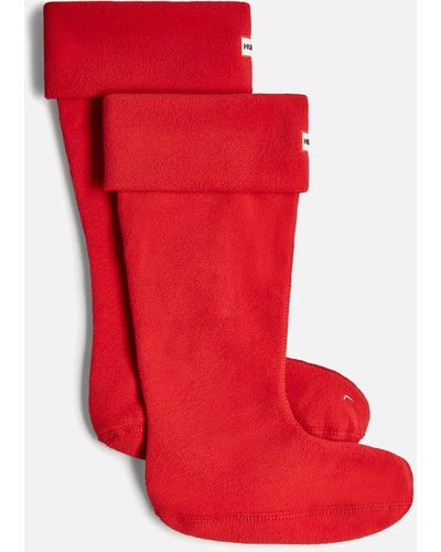 HUNTER Recycled Fleece Tall Boot Sock - Red