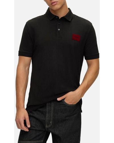 HUGO Dereso_v Logo Label Polo Shirt - Black