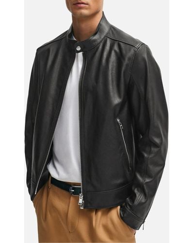 BOSS Mansell Leather Jacket - Black