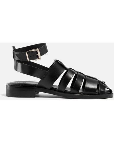 Alohas Perry Leather Fisherman Sandals - Black