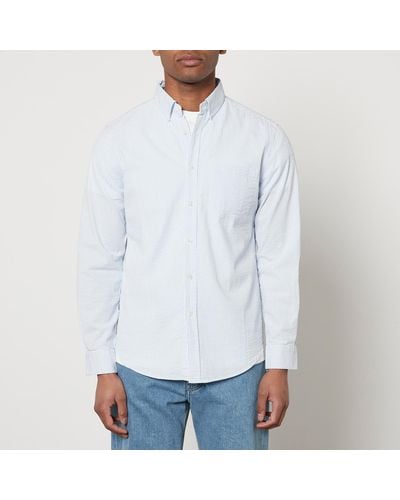 Portuguese Flannel Atlantico Stripe Cotton-seersucker Shirt - White
