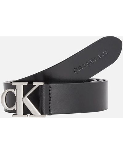 Calvin Klein Round Mono Leather Belt - Black