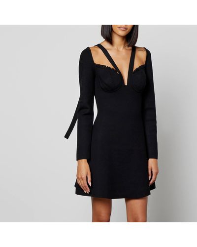 3.1 Phillip Lim Ruffle-trimmed Stretch-knit Halterneck Mini Dress - Black