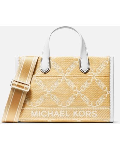 MICHAEL Michael Kors Gigi Small Raffia Messenger Bag - Metallic