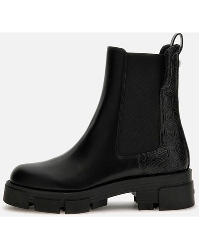 Guess Madla3 Embossed Leather Chelsea Boots - Black