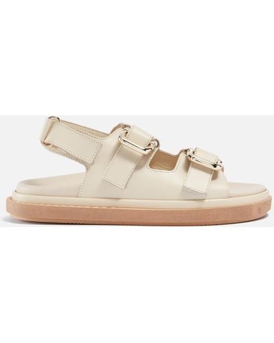 Alohas Harper Leather Double Strap Sandals - Natural