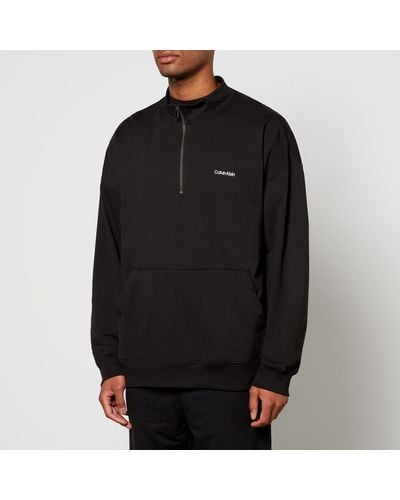 Calvin Klein Logo Detail Cotton-blend Jersey Sweatshirt - Black