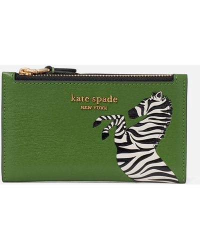 Kate Spade Zebra Print Saffiano Leather Bifold Wallet - Green
