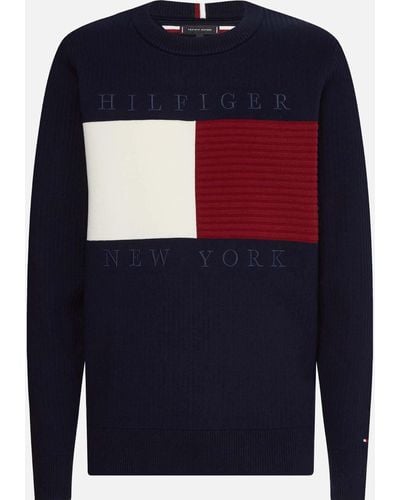 Tommy Hilfiger Flag Rib Knit Sweater - Blue