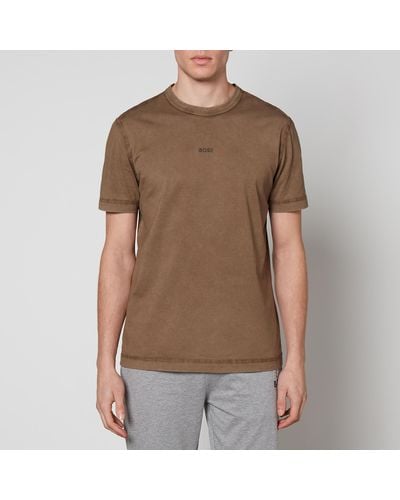 BOSS Tokks Logo-appliquéd Cotton-jersey T-shirt - Brown