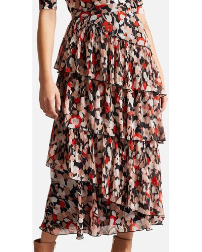 Ted Baker Dornie Floral Print Chiffon Skirt - Multicolor