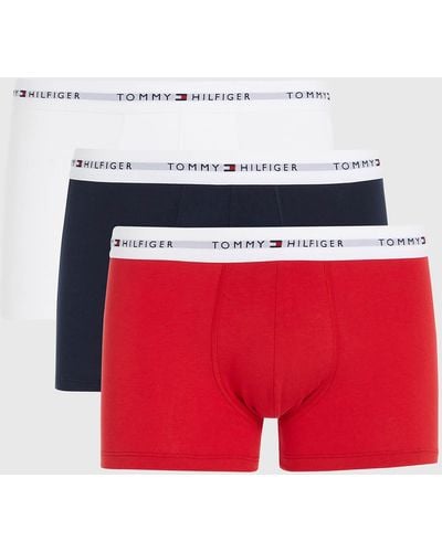 Tommy Hilfiger Three-Pack Stretch-Cotton Boxer Trunks - Rot